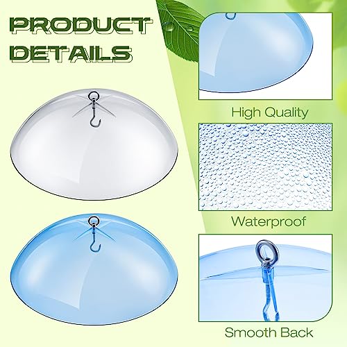 2 Pcs 10 Inch Squirrel Baffles Plastic Bird Feeders Protective Cover Dome Rain Proof with Hooks for Hanging Bird Seed Covers Rain Guards(Clear, Blue) - color: Clear, Blue