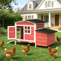 GOJOOASIS Chicken Coop w/Nesting Box Outdoor Wooden Raised Hen House | Small Chicken House for 2 Chickens, Poultry Cage with Removable Tray, Ramp, Backyard Coop with Window, Red - size: F
