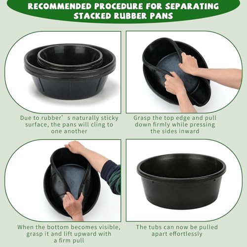4 Pack Rubber Feed Pan, Rubber Water Trough, 2 and 1 Gallon Bowl | 2 x 2 Gallon and 2 x 1 Gallon Horse Feed Bucket,Utility Feed Bucket,Livestock Water Bowl for Animal - color: Black-4Quart+8Quart, size: 4PCS