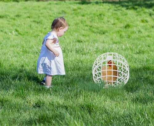 15.7" Ball-Shaped Movable Chicken Coop,Pigeon Rabbit Duck Safe Walking Net,Preventing Trampled by Horse,Predation by Eagles,Dog Bites.Pet Removable Prevent Harassment Safety Hutch(2 Pack) - color: White(2 Pack)