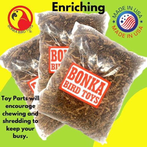 Bonka Bird Toys 1574 Pk3 Natural Crinkle Paper Shred Nest DIY Craft Part Parrot Cage, African Grey, Conure, Parakeet, and Similar Breed Sizes