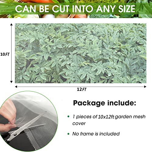 Unves 10'x12'Garden Netting, Bird Mosquito Netting Row Covers Bird Net | Barrier Screen Protect Fruits Crops, White Plant Cover Mesh Garden Mesh for Raised Beds Covers from Bugs Insect - size: 10 x 12 Ft x 1 pc