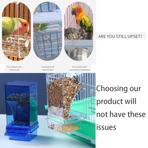 No Mess Bird Feeder,Automatic Parrot Feeder,Acrylic Food Container,Parakeet Cage Accessories for Parakeet Canary Cockatiel Finch