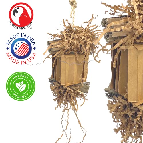 Bonka Bird Toys 3857 Medium Shreddy Eddy Foraging Shred Small Medium Bird Toy Cardboard Waffle Crinkly Paper Conures Parakeets African Greys and Other Similar Birds - color: Medium Shreddy Eddy