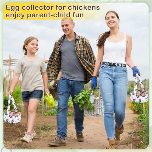 Egg Collecting Basket, Egg Basket for Gathering with 7 Pouches | Canvas Egg Basket for Chicken, Duck, Goose, Bird, Various Poultry Collection (Red-crested) - style: Red-crested chicken