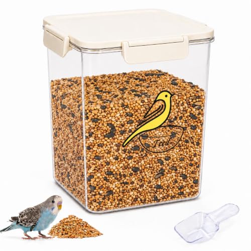 4.8Qt Bird Seed Storage Container,Airtight Bird Food Container | Pet Food Container with Four-Sided Snap Lock,Clear Plastic Wild Bird Seed Dispenser,Airtight Storing Sunflower Seed|BPA Free