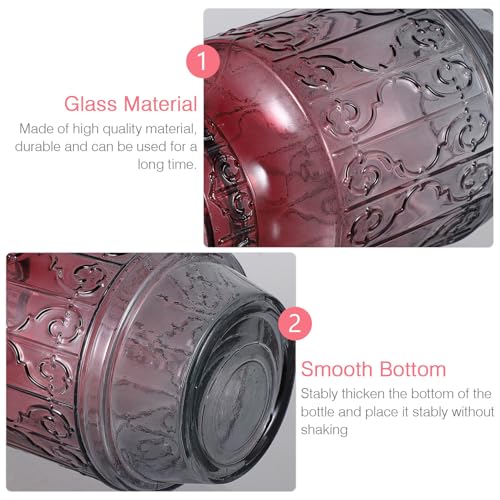 GALPADA Chic Glass Vase Flower Arrangement Holder Vintage Colored Embossed Glass Vase Purple Gray Home Desktop Decor Artistic Flower Holder