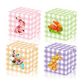 L7HWDP 12Pcs Easter Treat Boxes Plaid Cardboard Box with Rabbit Bunny Shape Window Spring Colorful Checked Candy Gift Paper Box Easter Containers