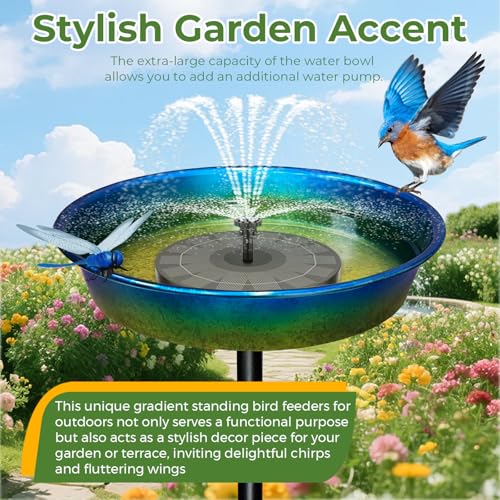 Birdbath for Outside 25'' Height Freestanding Birdbath Bird Feeder with Sturdy Base Gradient Color Outdoor Pedestal Bird Bath for Outdoor Garden Patio Backyard Lawn Decor Gift for Bird Lover - color: Gradient
