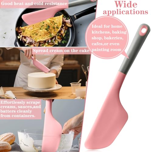 Silicone Omelette Spatula Turner, Flip Fold Omelet Turner, 13Inch | Flexible Egg Flip Tool for Non-stick Pans, Heat Resistant omelette flipper for Kitchen Omelet Pancake Crepes - color: Pink-Wide