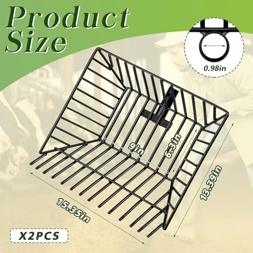 Tandefio 2 Pcs Metal Pitch Fork Replacement Head with Deep Basket Design Metal Manure Fork Head Bedding Rake Replacement Horse Rake Bulk for Horse Stall Picking up Manure Garden Animal Husbandry