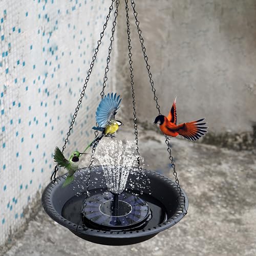 OVZILKI Bird Baths for Outdoors Heavy Duty, 16 inch BirdBath Bowl Only with Rust-Proof Black Chains, Hanging Bird Bath Hanging Bird-Feeder for Garden Backyard Decor (Black 1 Pack) - color: Black, size: 16in 1pack