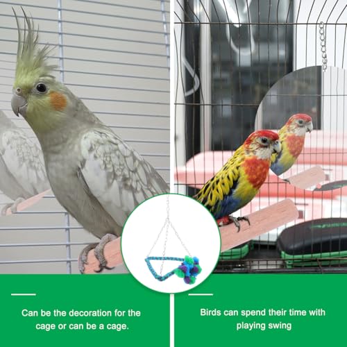 Toyvian Parrot Swing Hemp Rope Bird Chew Toy Hanging Cage Bird Accessories Parrot Perch for Cockatiel Parakeet Small Animal Play and Chew