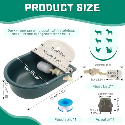 Automatic 1.2 Gallon Water Trough Cow Cattle Horse Water Bowls with Float ValveLivestock Tool Bowl for Cat Goat Sheep Dog Animal Drinking Equipment