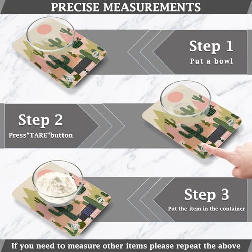 Food Scale Kitchen Scale Food Weight Scales Digital Weight Grams and Ounces Small Electronic Food Scale for Baking Cooking Boho Cacti Mountains Sun - color: Boho Cacti Mountains Sun