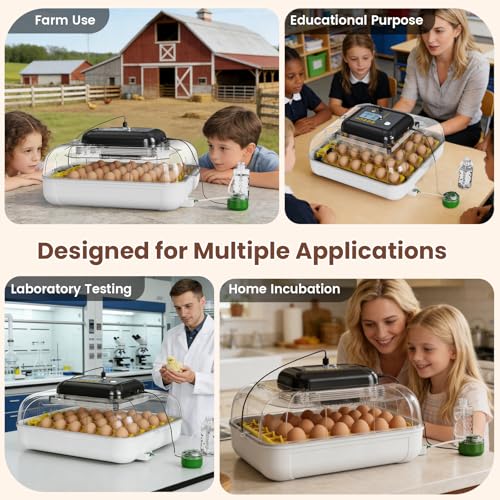 Egg Incubator for Hatching Eggs 30 Eggs, Chicken Incubator with Automatic Egg Turning, Temperature & Humidity Control, Egg Candler, Poultry Incubator for Chicken Quail