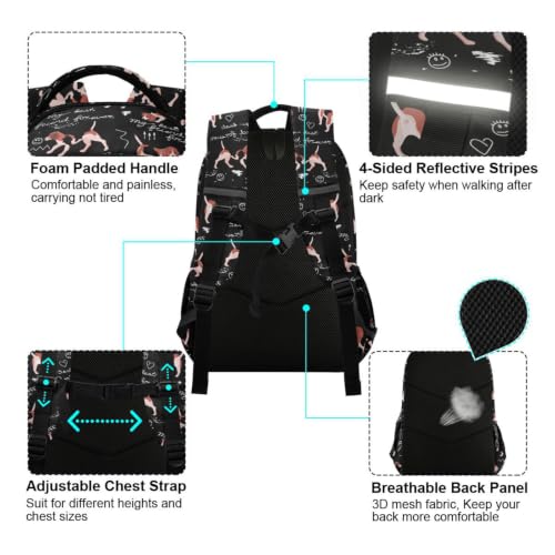 Kids Beagle Dogs Backpack for Boys Girls School Bags | Elementary Middle, Travel Daypack Lightweight Waterproof with Reflective Strip - color: Cartoon Beagle Dogs