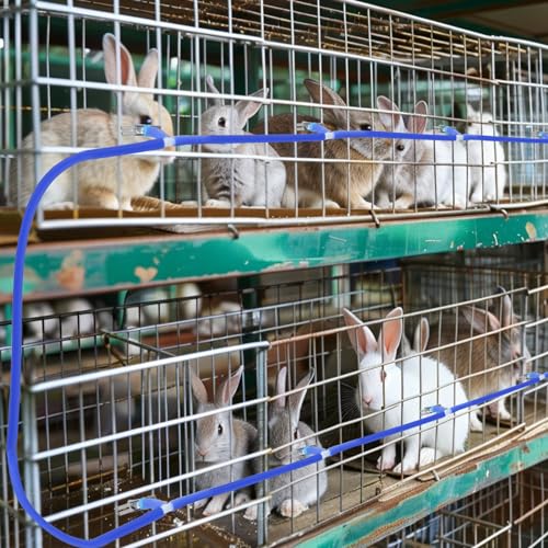 OCQOTAT Automatic Rabbit Watering System,Quail Rabbit Water Bottle Dispenser 8 Nipples Drinker,ID 5/16" Hose 19.68 Feets,Barb Fittings to G1/2" Thread,T-Fittings,Springs,Gaskets,Bucket Connector - color: Blue Rabbit Watering System Set