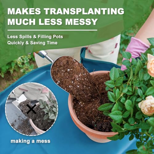 Haliaeetus Potting Soil Scoop, Bend Proof Stainless Steel Gardening Scoop | 1 Cup Big Volume Garden Soil Scoop, Comfortable Wood Handle Soil Scoop for Transplanting, Cultivation,Composting and Planting