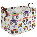 Rectangular storage Basket with Handles Basket,Cute Pattern Storage Bin,Kids Toy Bin Foldable Nursery Laundry Basket for Kids(Racing car) - color: Racing car