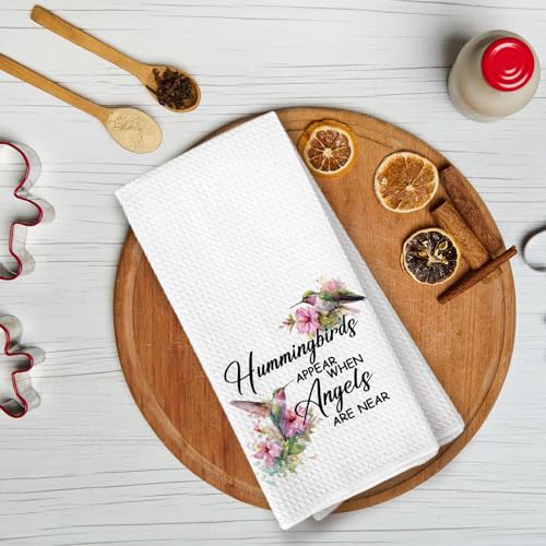 Hummingbird Decor for Home, Hummingbirds Appear When Angels are Near Bathroom Hand Towel, Hummingbird Gifts for Women,Hummingbirds Memorial Sympathy Gift Kitchen Towels - color: Color-11