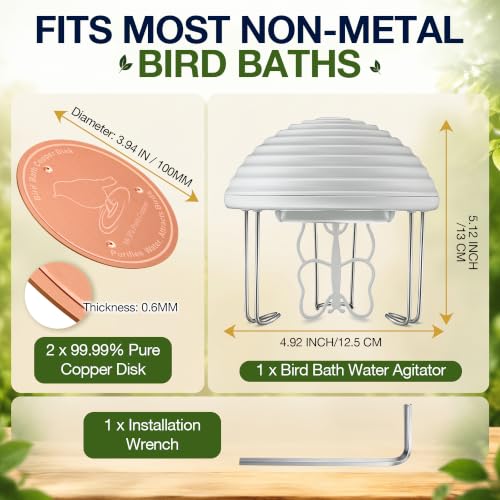 Bird Bath Water Agitator with 2 Round 99.99% Pure Copper Disk, Battery Powered Bird Bath Circulator, Quiet Waterproof Mover Keeps Water Fresh for All Season Use (Butterfly Paddle) - style: Butterfly Paddle