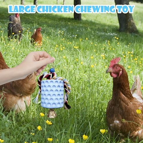 Chicken Toys,Bird Beak Grinding Stone,Chicken Coop Accessories,Chew Treats Toy with Bell for Chicken, Hens, Turkeys,Ducks,Birds,Poultry(Blue) - color: BLUE