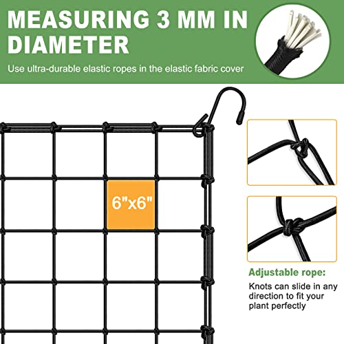 BSTPCOO 5x5 Heavy Duty Scrog Net with Hooks, Stretchy Net for Grow Tents | Grow Tent Trellis Netting, Cucumber Trellis for Garden, Flexible Hydroponics Support Netting - size: 6" Mesh-5 X 5 FT