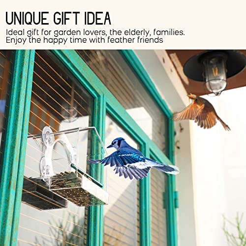 Window Bird Feeder for Outside with Strong Suction Cups, Fits for Cardinals, Finches, Chickadees etc. - style: Big House Style