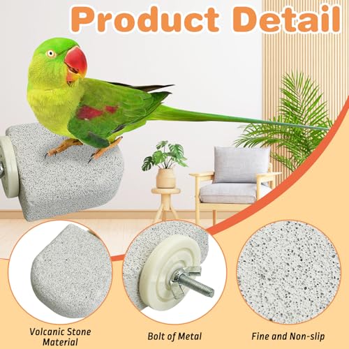 PINVNBY 6 PCS Bird Perch Bird Beak Grinding Stone Calcium Mineral Parrot Perch Foot Claws Trimmer Chew Toy Cage Accessories for Small Medium Budgie Cockatiel Conure Lovebird Finch - color: Grey, size: M, 6 pcs