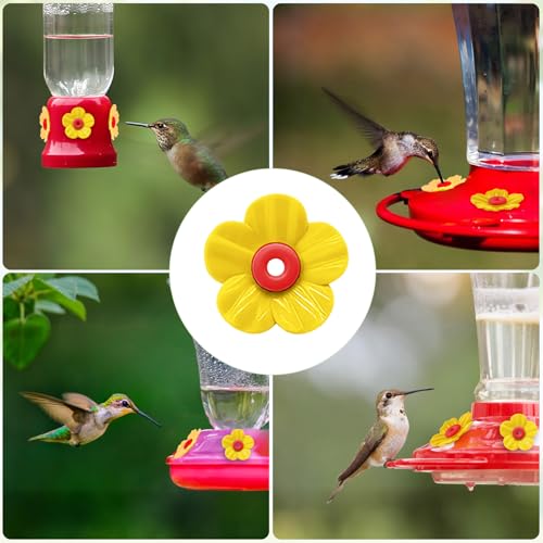 16 Sets Hummingbird Feeder Replacement Flowers with 2pcs Humming Bird Feeder Cleaning Brushes, Replacement Flowers for Hummingbird Feeder Parts for Garden,Patio,Yard&Outdoor Hanging Feeder - color: Yellow