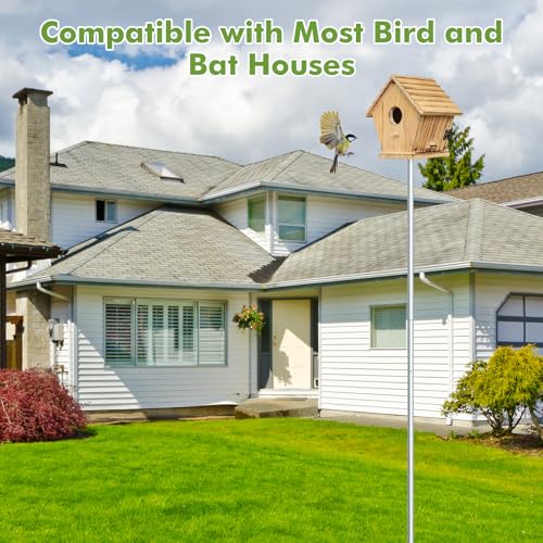 15' Aluminum Bat House Pole, Telescoping Purple Martin House Pole, 5-Section Design with 8-Hole Ground Socket for Wind Stability, Complete Outdoor Bat Bird House Pole Kit - size: 15 ft