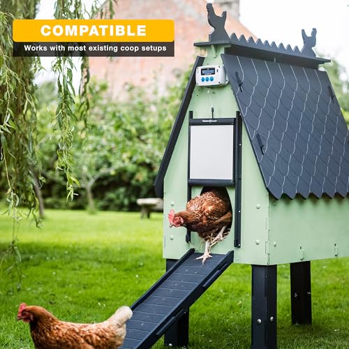 ChickenGuard Automatic Chicken Coop Door Opener, Power by Solar/Batteries/Electric. Strong Motor Lifts 2kg; Timer/Light Sensing; Motor Units only or Combination Kits (PRO + Door + Batteries) - size: PRO + Door + Batteries