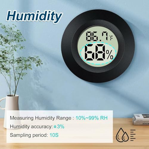 2 Pack Mini Digital Hygrometer Gauge Indoor Thermometer, LCD Monitor Temperature Outdoor Humidity Meter for Greenhouse Jars Incubators Guitar Case, Fahrenheit (℉) or Celsius(℃) - color: Back-2 pack