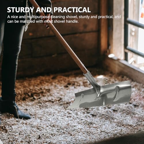 HOMSFOU Manure Rake Head and Shovel Scraper for Bird Cage Cleaning, 39cm Silver Metal Manual Manure Spade Replacement Head for Farm and Poultry Use