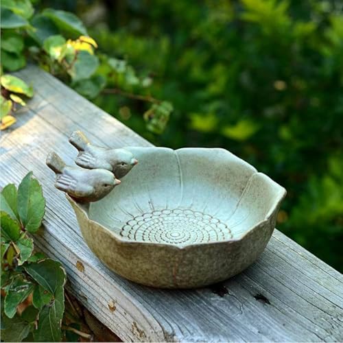 Ceramic Bird Bath for Outdoors,Ground & Tabletop Decor, Ground Feeders Bird Bath Feeding Bowl for Outdoors, Garden Deck, Balcony,Yard, Lawn. (Small birdbath) - style: Small birdbath