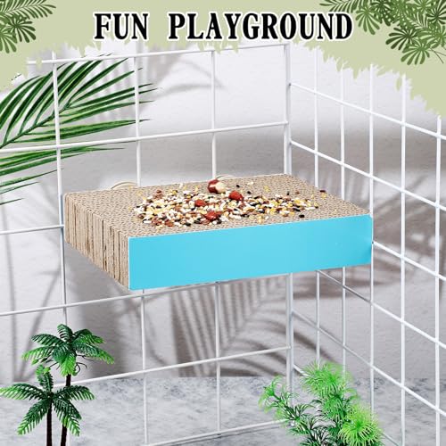 Skyygemm 2 Pieces Parrot Toy Bird Chew Cage Accessories Flat Perch Bird Paw Grinding Stand Parrot Cage Playground for Macaws, Small Parakeets, Conures, Budgies, Finches Conure Cockatiel(Medium) - size: Medium