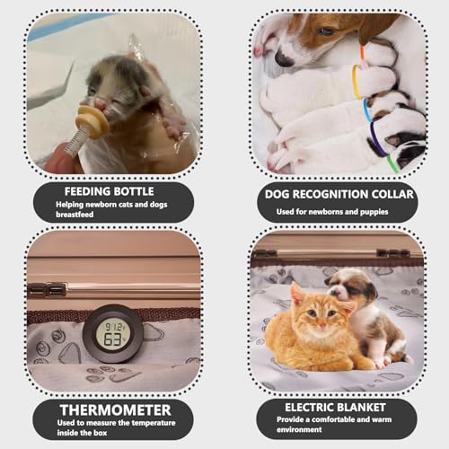 Puppy Incubator with Heating and Fan, Ideal Incubator for Puppies and Kittens with Puppy Heating Bed Mat, Ensures Good Ventilation and Temperature Control for Newborn Pets (86L)