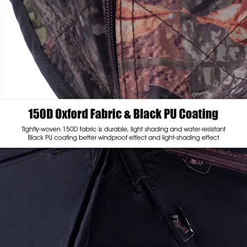 Tangkula 3 Person Pop up Ground Blind, Portable Hunting Blind with Mesh Windows, Carrying Bag & Ground Stakes, Camouflage Hunting Tent with Hub System, Camo Deer Blinds for Hunting - style: Inverted window