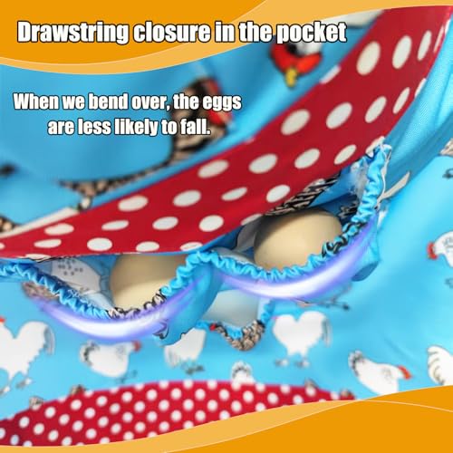 MOMWOW Chicken Egg Apron for Collecting Eggs - 11 Pocket Adult Egg Gathering Apron for Chicken Duck Goose Quail Eggs - color: Bule