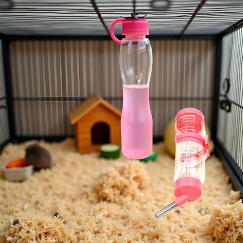 125ML Hamster Water Bottle Steel Ball Design Non-drip Plastic Small Animal Auto Dispenser Pet Supplies Water Feeder for Hamster,Rabbit, Guinea Pig, Squirrel Pink Hanging Water Auto Dispenser