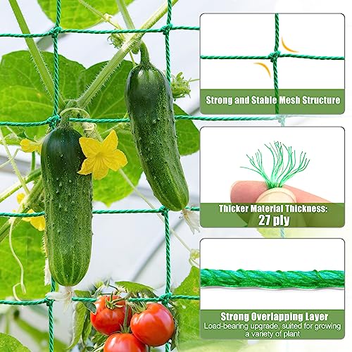 Trellis Netting for Climbing Plants, Cucumber/Tomato Garden Trellis Netting | Heavy Duty Garden Netting for Trellis for Climbing Plants Outdoor, Thickened Plant Grow Net for Vine, Fruits, Vegetables,Bean - size: 6.6x16.5 FT (27 Strands)