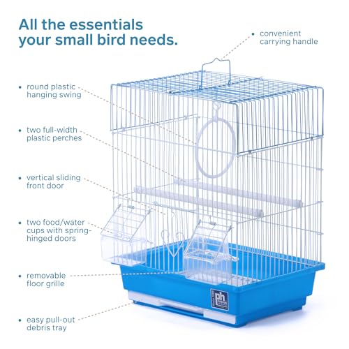 Prevue Pet Products Parakeet Square Roof Bird Cage with Handle | Carrier for Home or Travel, Small Bird Accessories, for Canaries, Budgies, Finches, Parakeets, and More