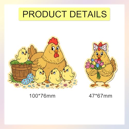 GLOBLELAND Cartoon Chicken Clear Stamps and Metal Die Cuts Spring Easter Hen Transparent Stamp Cute Animals Cutting Dies for Card Making Embossing Scrapbooking - style: Cartoon Chicken