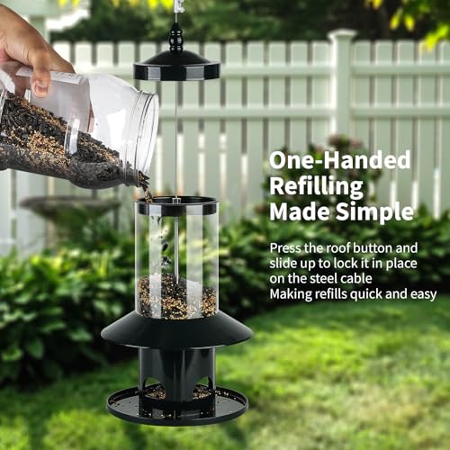 Squirrel-Proof Bird Feeder for Outdoor Hanging Wild Bird Seeds. - color: 11"H Bronze
