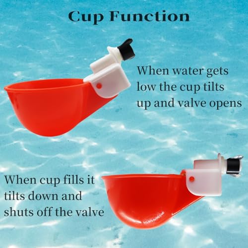 Chicken Waterer Cups, 12 Packs Poultry Water Feeder with Drill, Large Poultry Waterer Automatic Waterer for Chicken Coop, Duck, Chicks, Goose, Turkey, Bunny, Bird (Red, 12 Pack) - size: 12 Pack