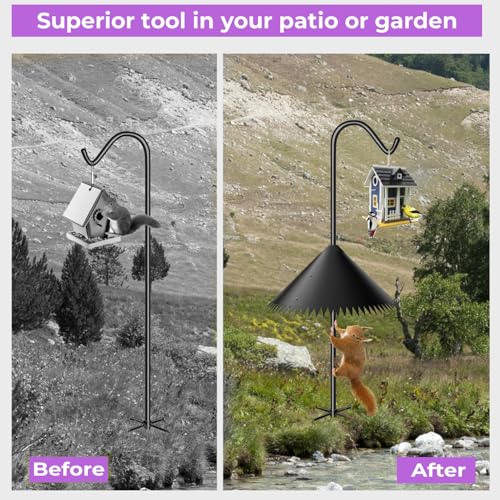 2 Pack Wide Squirrel Baffle for Bird Feeder Pole, Outside Pole Mount Stopper & Bird House Guard for Outdoor Shepherd’s Hook - 19 inch