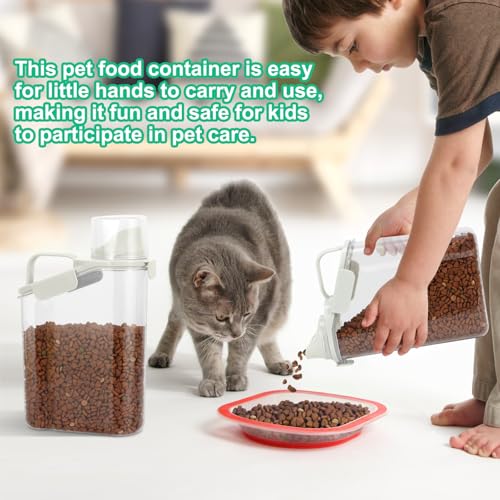 TBMax Rice Container Cereal Storage Container 2 Pack 3.2-Quart, Kitchen Pantry Dry Food Storage Holder with Easy-Pouring Spout & Handy Cup, Small Pet Dog Cat Food Dispenser for Daily Feeding - color: Beige 3.2+3.2Qt