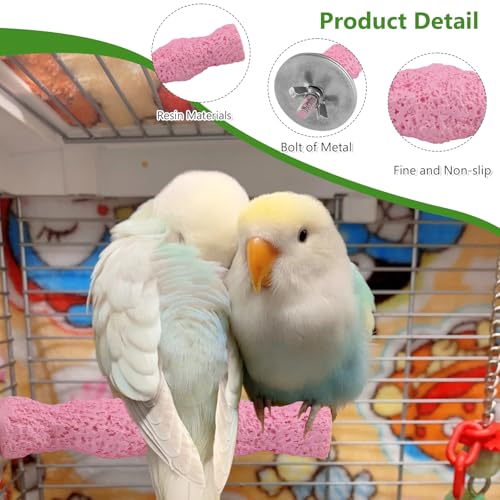 3-Piece Bird Beak Grinding Stone, Resin Parrot Perch for Cage, 5.7-Inch Nail Trimmer and Claws Grinding Stick for Parakeets, Cockatiels, Hamsters, and Chinchillas