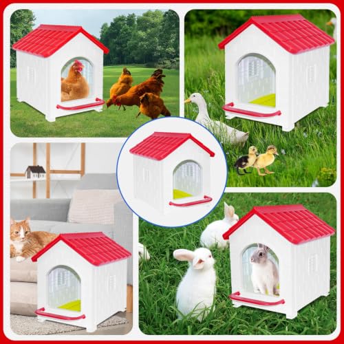 Waterproof Plastic Chicken Nesting Box & Compact Hen House for Coop | Comes with Washable Nesting Pad, Easy-Clean Spacious Nesting Box, Suitable for Hens, Ducks, Rabbits & Backyard Poultry - color: Red